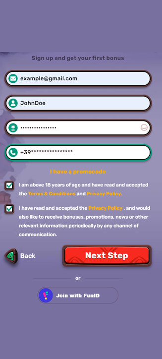 5Gringos registration process on mobile 5Gringos registration process on mobile