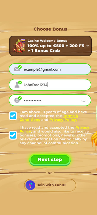 Wazamba registration process on mobile Wazamba registration process on mobile